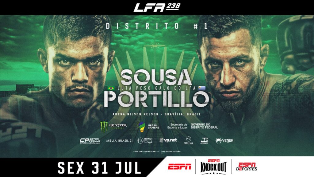 LFA 238 coloca Herbeth Sousa contra o uruguaio Paulo Portillo em Brasília