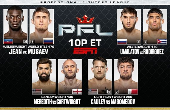 PFL define card de Washington com Thad Jean e Shamil Musaev pelo cinturão vago dos meio-médios