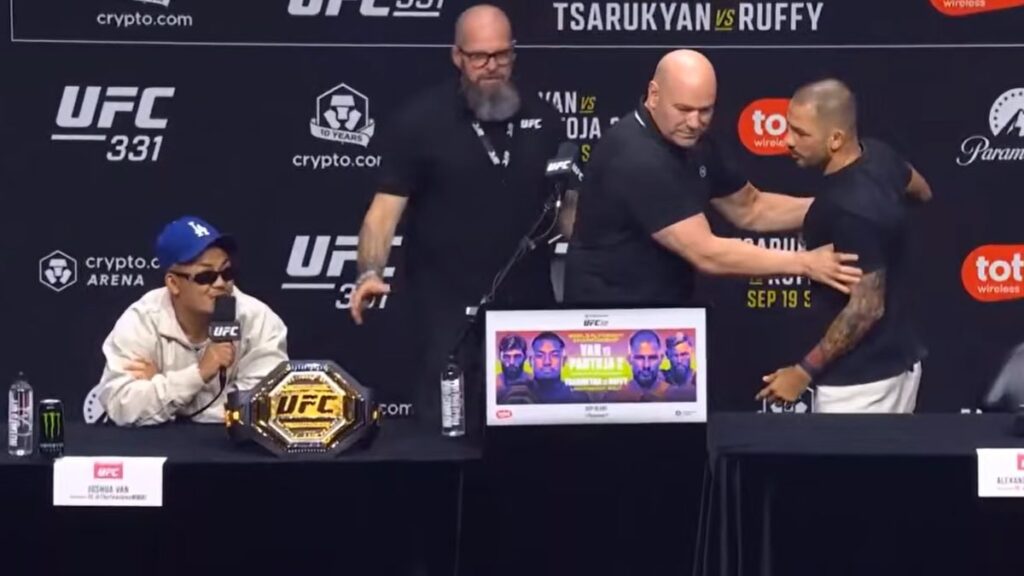 Pantoja e Joshua Van trocam provocações na coletiva de imprensa do UFC 331
