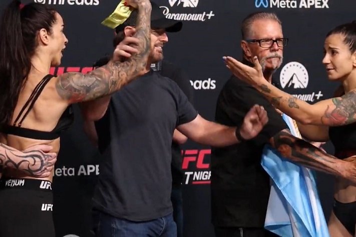 Norma Dumont e Ailín Pérez protagonizam encarada tensa na pesagem do UFC Vegas 121