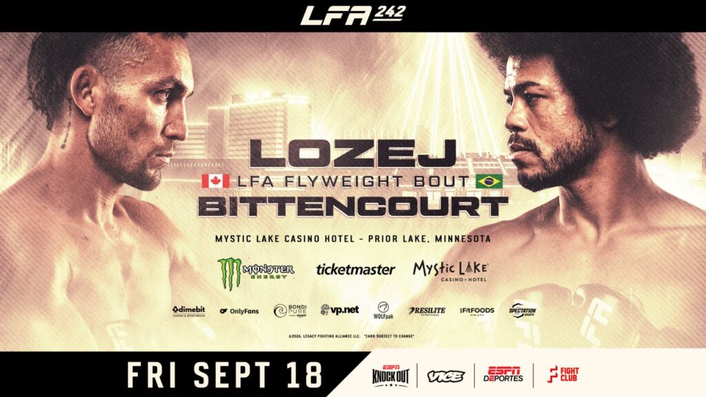 LFA 242 coloca o brasileiro Davi Bittencourt contra Devon Lozej pela ponta do peso-mosca