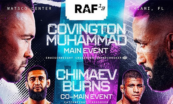 RAF 13 fecha card com Covington contra Belal Muhammad e Chimaev diante de Gilbert Burns