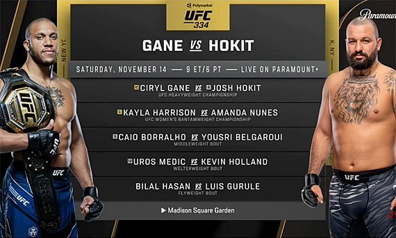 UFC 334 fecha cartão com Gane x Hokit e Harrison x Nunes, e favoritos aparecem nas apostas