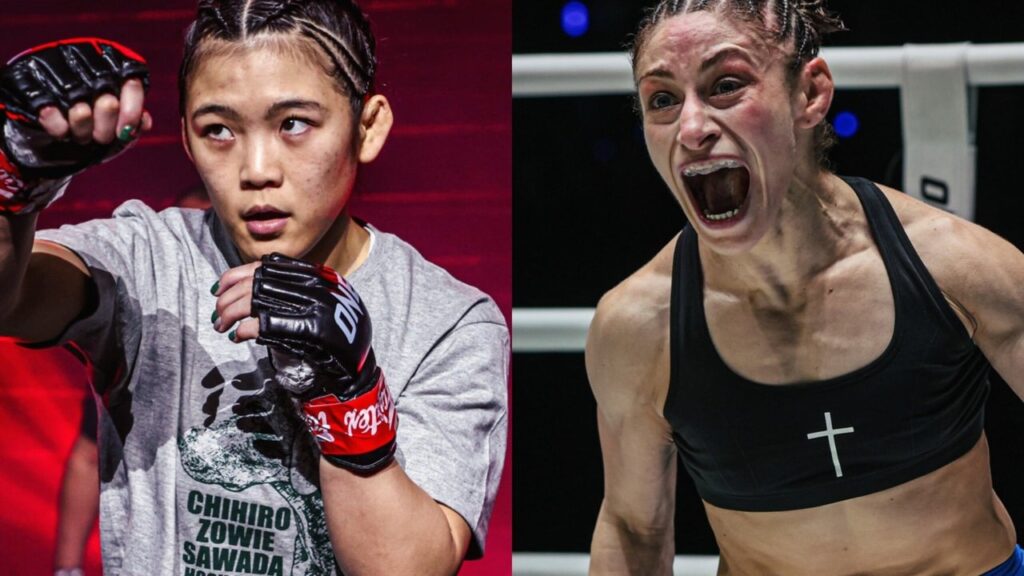 ONE marca Chihiro Sawada x Anastasia Nikolakakos pelo cinturão vago peso-átomo em Yokohama