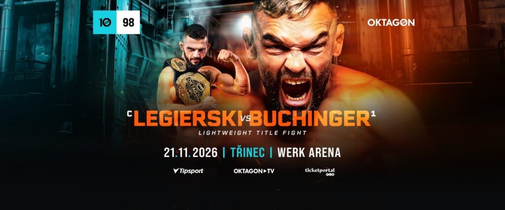 Mateusz Legierski defende o cinturão dos leves do Oktagon diante do veterano Ivan Buchinger em Trinec